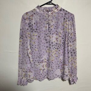 Ann Taylor Purple Floral Blouse